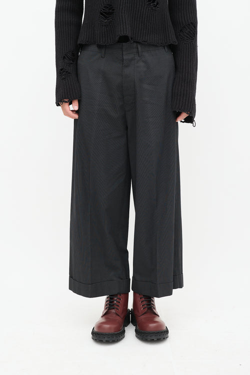 Ann Demeulemeester Black 
White Pinstripe Wide Leg Trouser