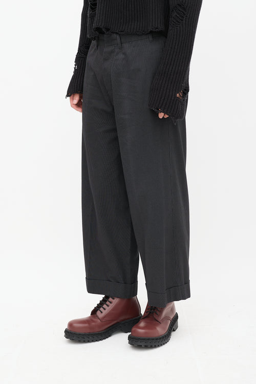 Ann Demeulemeester Black 
White Pinstripe Wide Leg Trouser