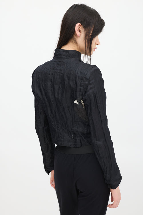 Ann Demeulemeester Black 
White Silk Abstract Jacket