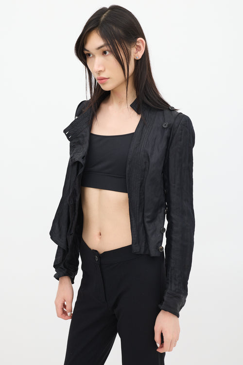 Ann Demeulemeester Black 
White Silk Abstract Jacket