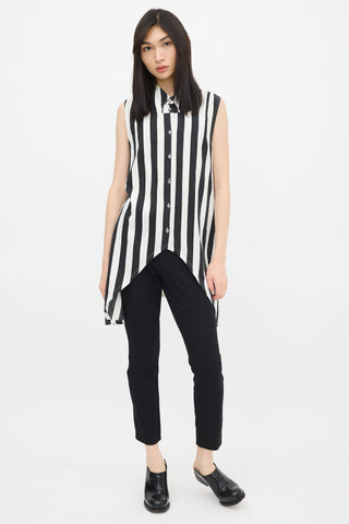 Ann Demeulemeester Black 
White Striped Belted Top