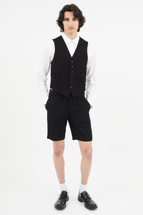 Ann Demeulemeester Black Wool Cargo Vest