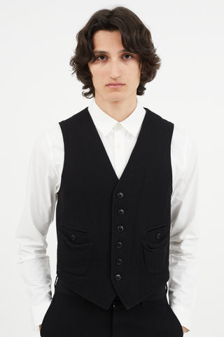 Ann Demeulemeester Black Wool Cargo Vest