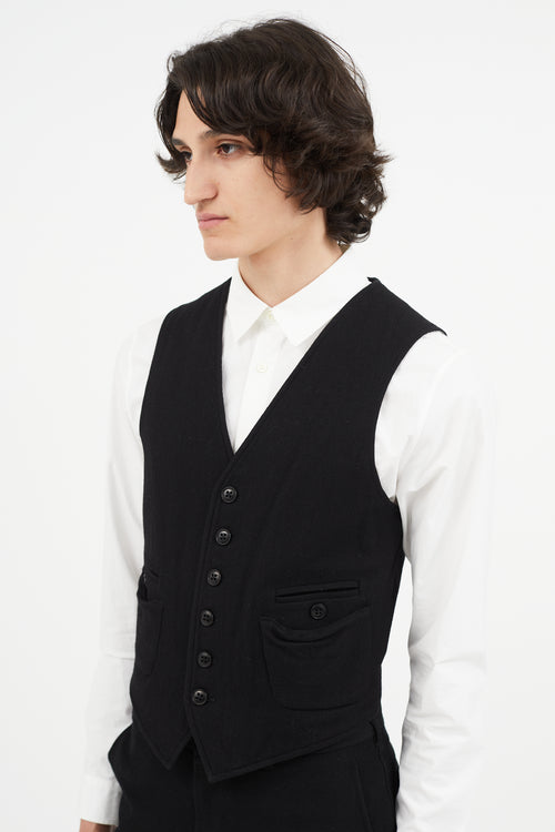 Ann Demeulemeester Black Wool Cargo Vest