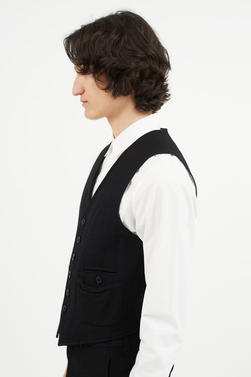 Ann Demeulemeester Black Wool Cargo Vest