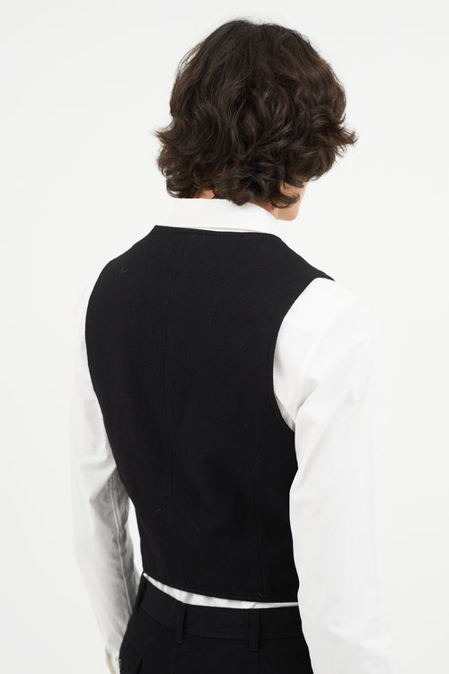 Ann Demeulemeester Black Wool Cargo Vest