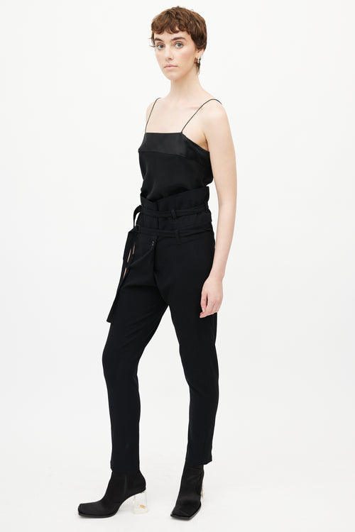 Ann Demeulemeester Black Wool High Waisted Belted Trouser