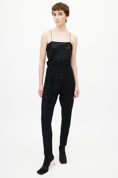 Ann Demeulemeester Black Wool High Waisted Belted Trouser