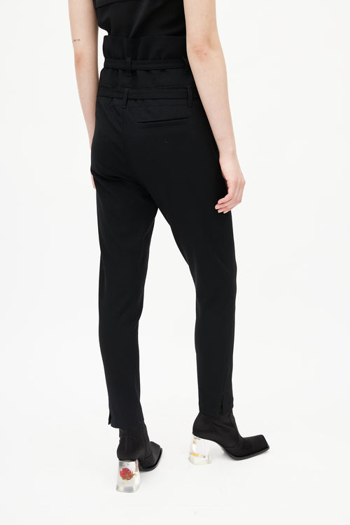 Ann Demeulemeester Black Wool High Waisted Belted Trouser