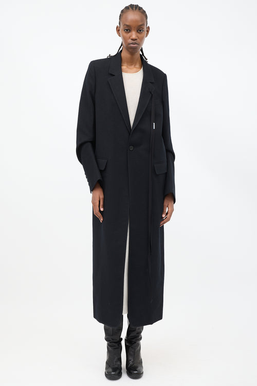 Ann Demeulemeester Black Wool Lieke Tacked Sleeve Long Coat