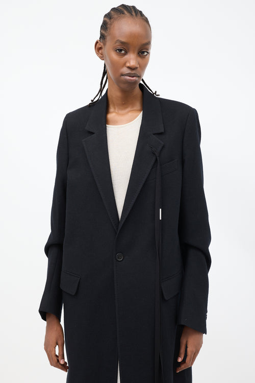 Ann Demeulemeester Black Wool Lieke Tacked Sleeve Long Coat