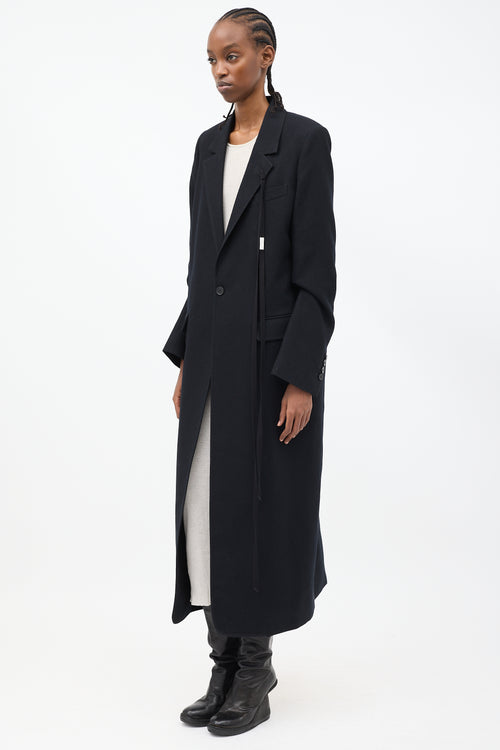 Ann Demeulemeester Black Wool Lieke Tacked Sleeve Long Coat