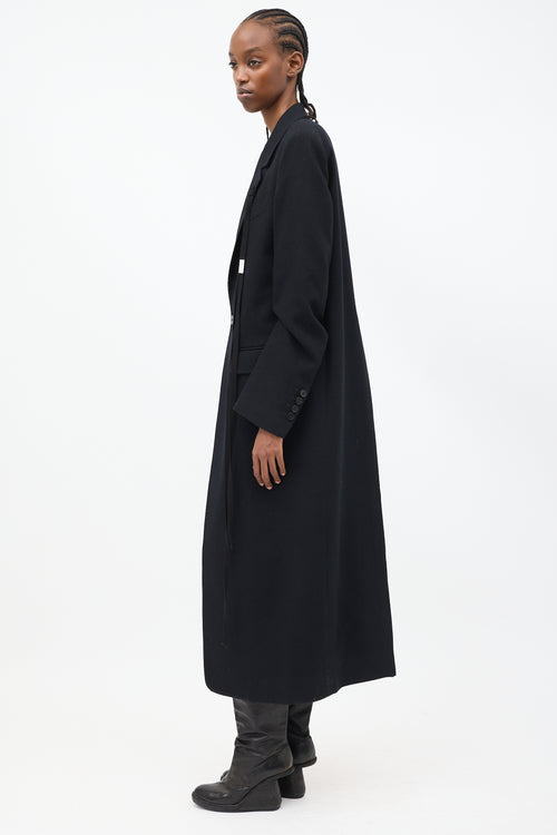 Ann Demeulemeester Black Wool Lieke Tacked Sleeve Long Coat