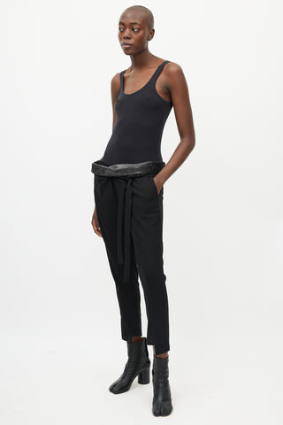 Ann Demeulemeester Black Wool 
Sequin Waist Belted Pant