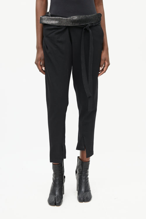 Ann Demeulemeester Black Wool 
Sequin Waist Belted Pant