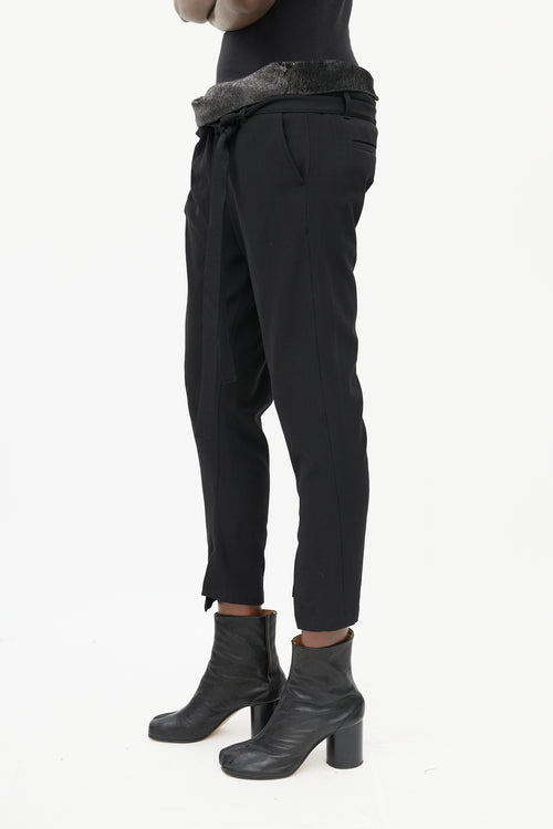 Ann Demeulemeester Black Wool 
Sequin Waist Belted Pant