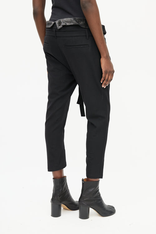 Ann Demeulemeester Black Wool 
Sequin Waist Belted Pant