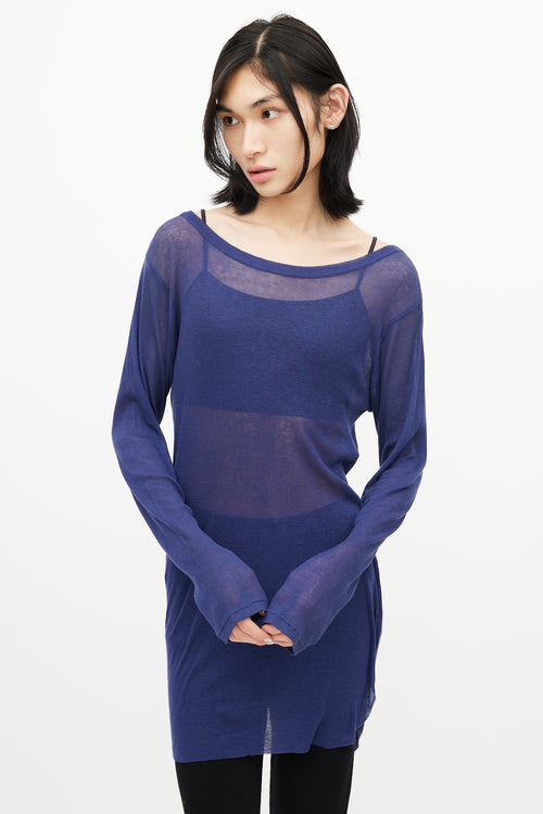 Ann Demeulemeester Blue Sheer Long Sleeve Top