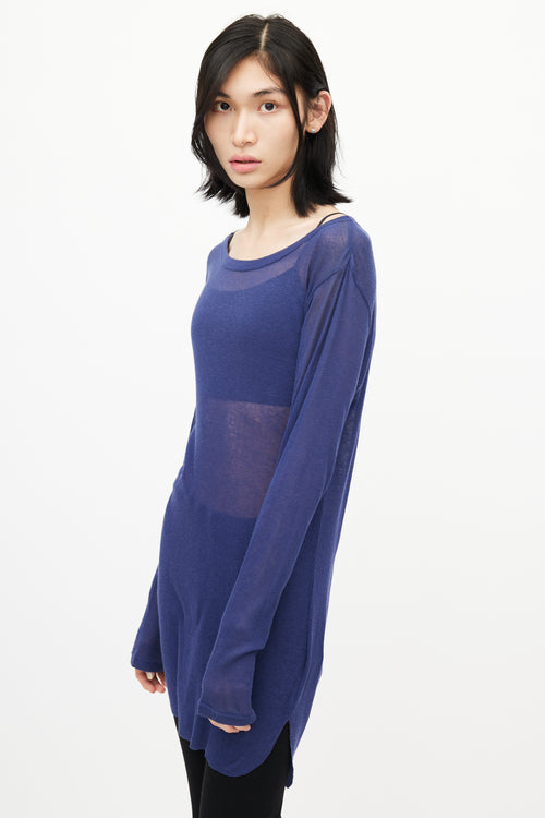 Ann Demeulemeester Blue Sheer Long Sleeve Top