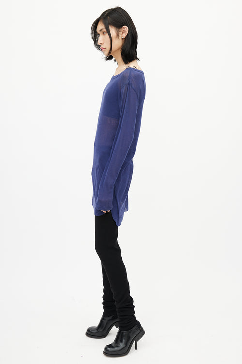 Ann Demeulemeester Blue Sheer Long Sleeve Top