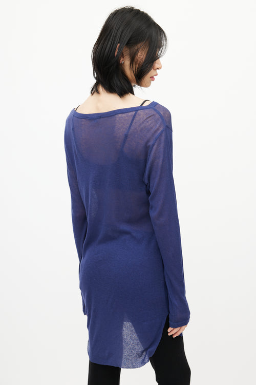 Ann Demeulemeester Blue Sheer Long Sleeve Top