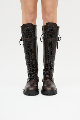 Ann Demeulemeester Brown Danny Leather Combat Boot