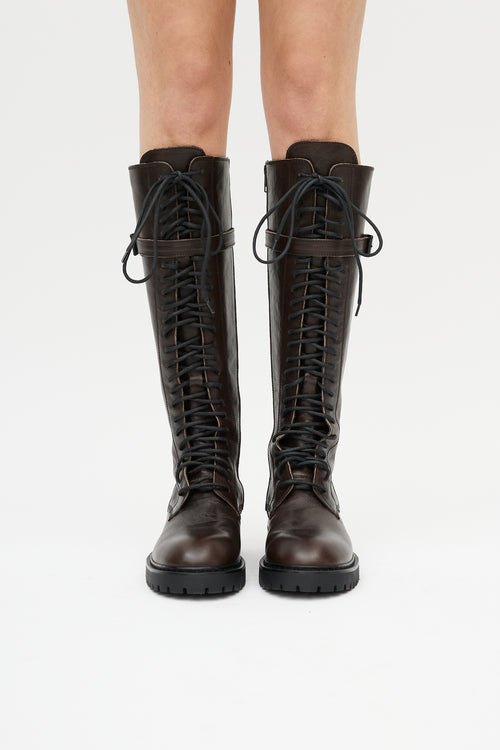 Ann Demeulemeester Brown Danny Leather Combat Boot