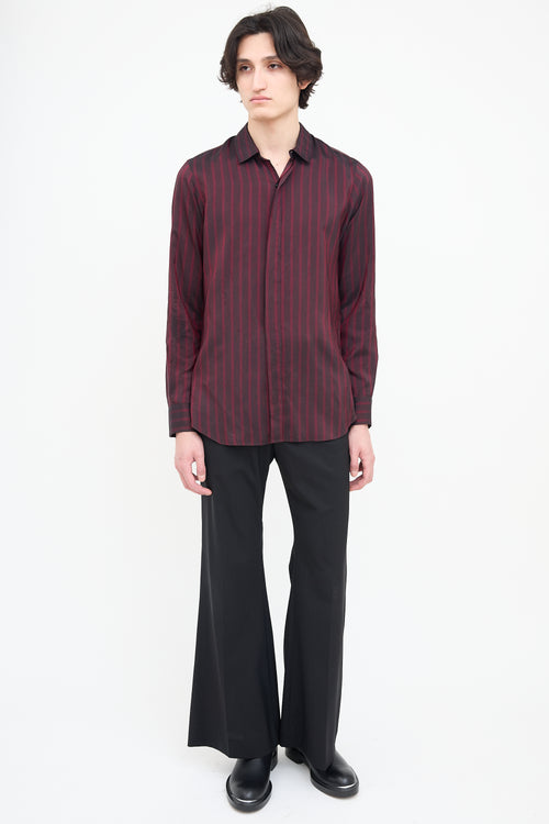 Ann Demeulemeester Burgundy 
Black Multi Pinstripe Shirt