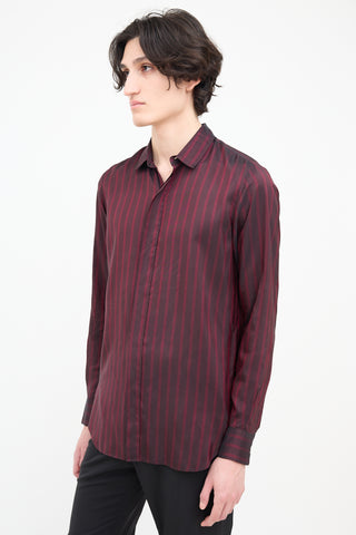 Ann Demeulemeester Burgundy 
Black Multi Pinstripe Shirt