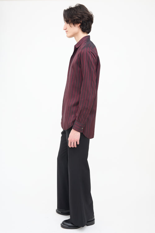 Ann Demeulemeester Burgundy 
Black Multi Pinstripe Shirt