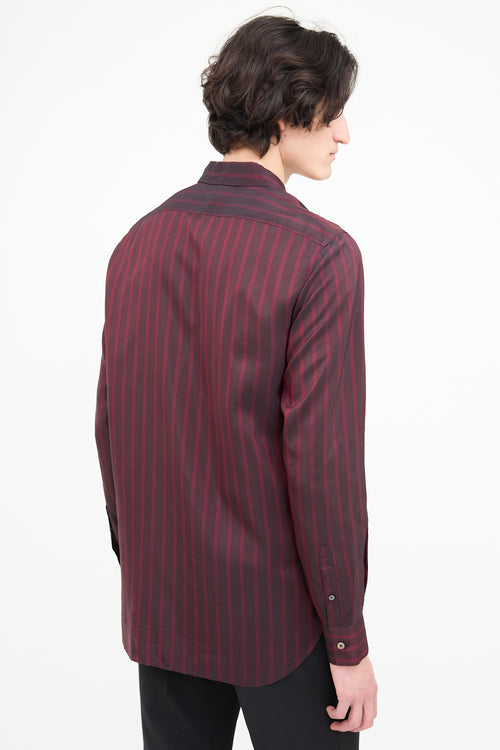 Ann Demeulemeester Burgundy 
Black Multi Pinstripe Shirt