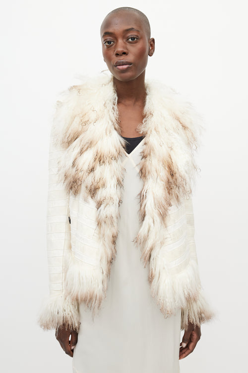 Ann Demeulemeester Fall 2008 White Fur 
Leather Reversible Jacket