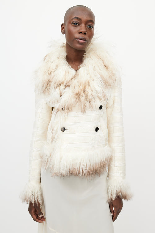 Ann Demeulemeester Fall 2008 White Fur 
Leather Reversible Jacket