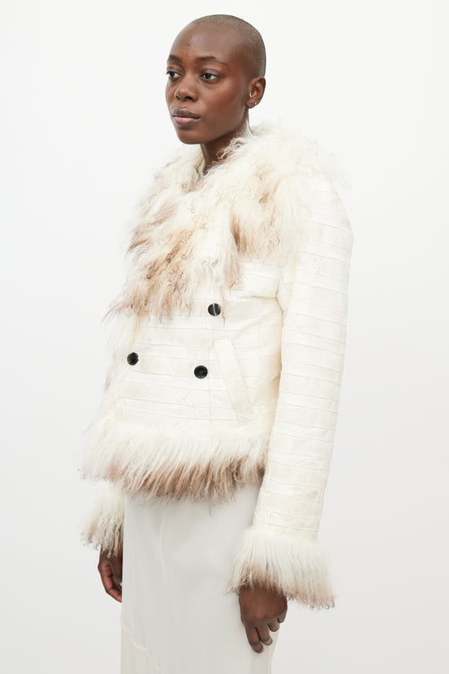 Ann Demeulemeester Fall 2008 White Fur 
Leather Reversible Jacket