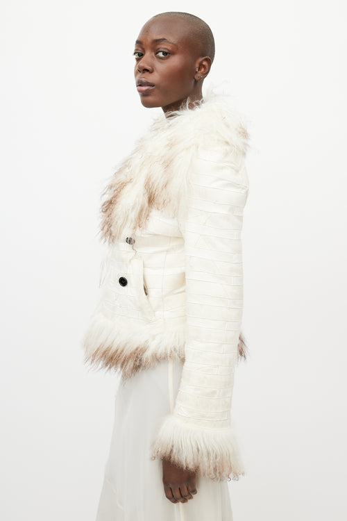 Ann Demeulemeester Fall 2008 White Fur 
Leather Reversible Jacket