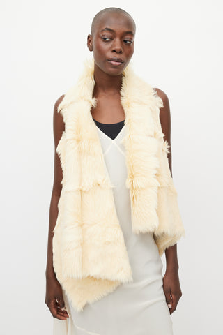 Ann Demeulemeester Fall 2000 Cream Fur 
Leather Asymmetrical Vest