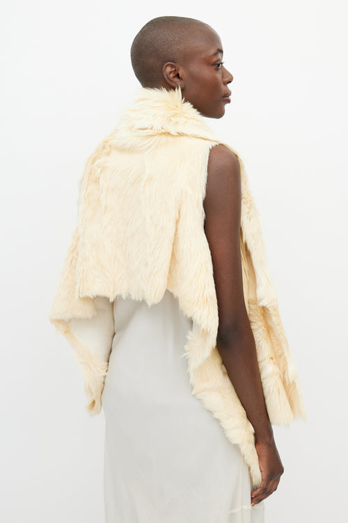 Ann Demeulemeester Fall 2000 Cream Fur 
Leather Asymmetrical Vest