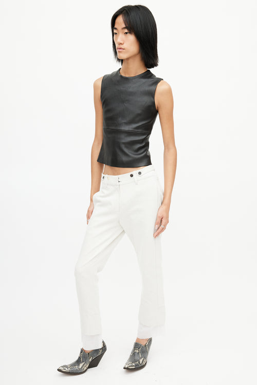 Ann Demeulemeester Cream Linen Slim Trouser