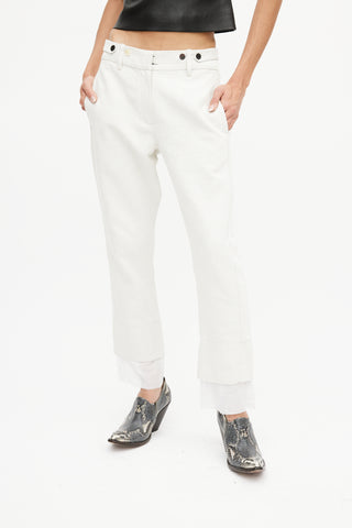 Ann Demeulemeester Cream Linen Slim Trouser