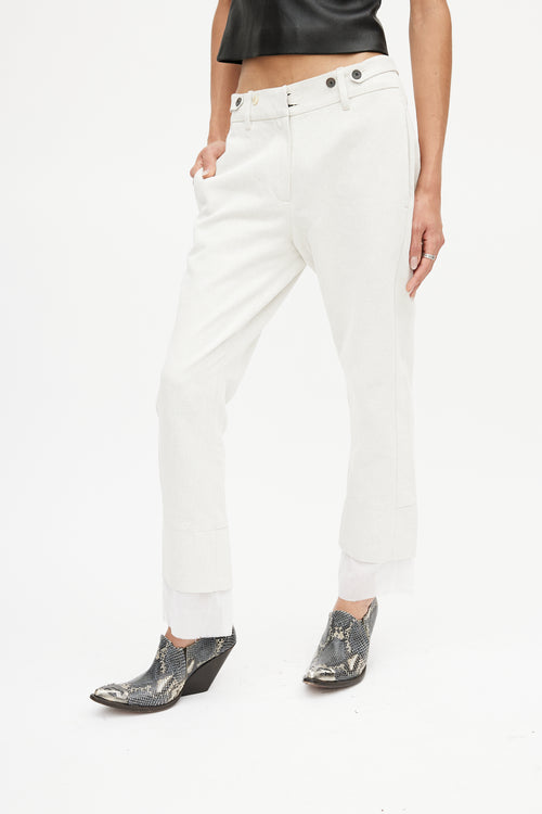 Ann Demeulemeester Cream Linen Slim Trouser