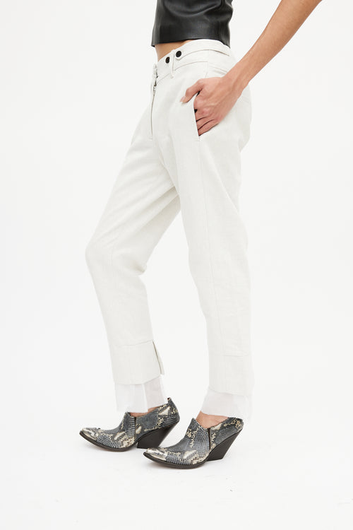 Ann Demeulemeester Cream Linen Slim Trouser