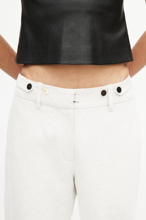 Ann Demeulemeester Cream Linen Slim Trouser