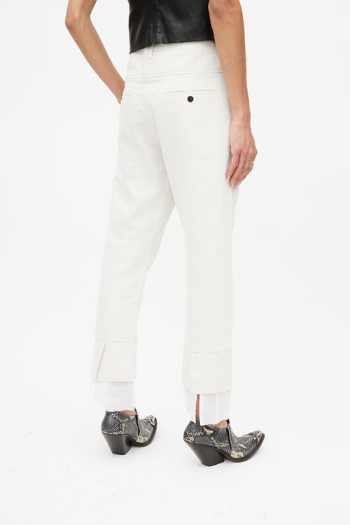 Ann Demeulemeester Cream Linen Slim Trouser