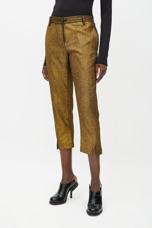 Ann Demeulemeester Gold 
Black Metallic Wool Trouser