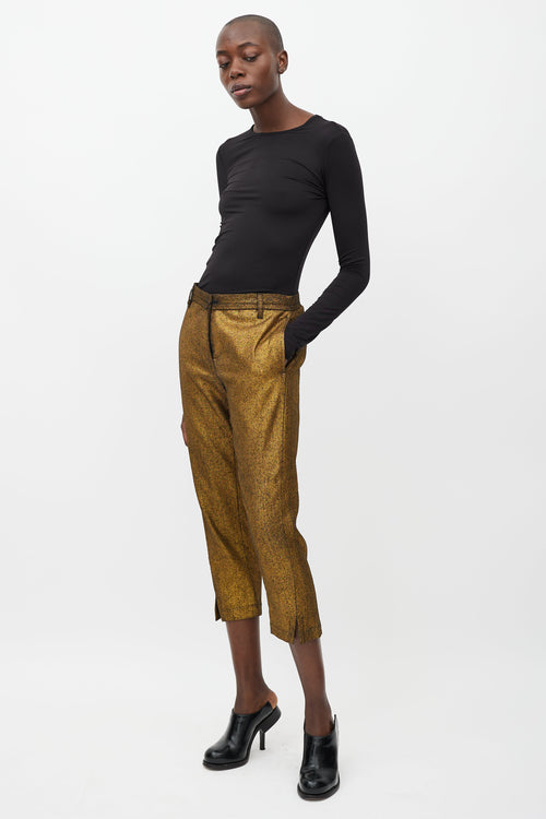 Ann Demeulemeester Gold 
Black Metallic Wool Trouser