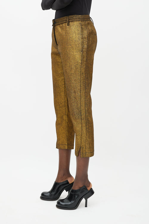 Ann Demeulemeester Gold 
Black Metallic Wool Trouser