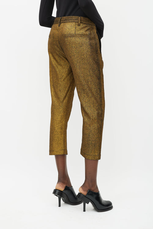 Ann Demeulemeester Gold 
Black Metallic Wool Trouser