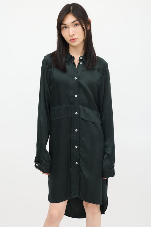 Ann Demeulemeester Green Satin Shirt Dress