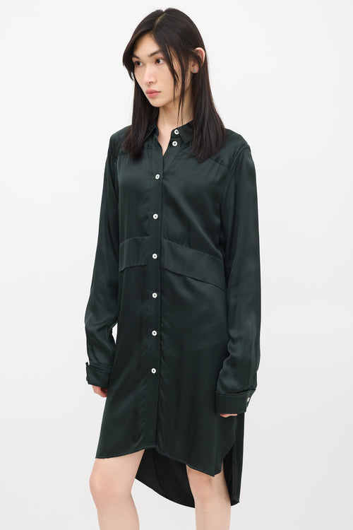 Ann Demeulemeester Green Satin Shirt Dress