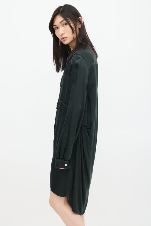 Ann Demeulemeester Green Satin Shirt Dress